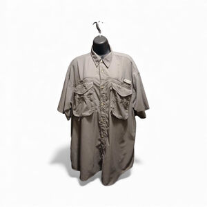 Men's Columbia Gray Short Sleeve Casual Button Down Shirt L